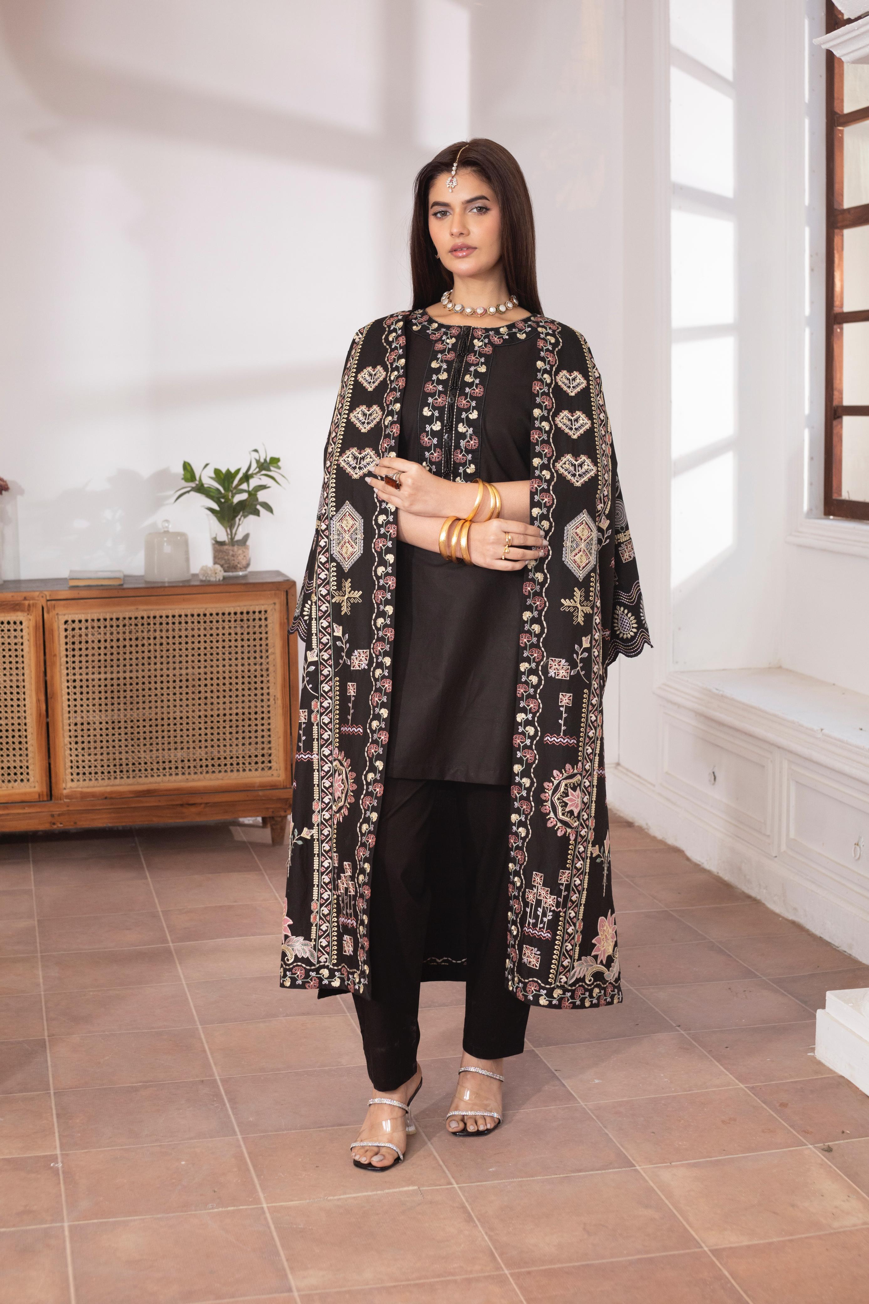 KHATOON Noor Black Embroidered 2-Piece Lawn Suit