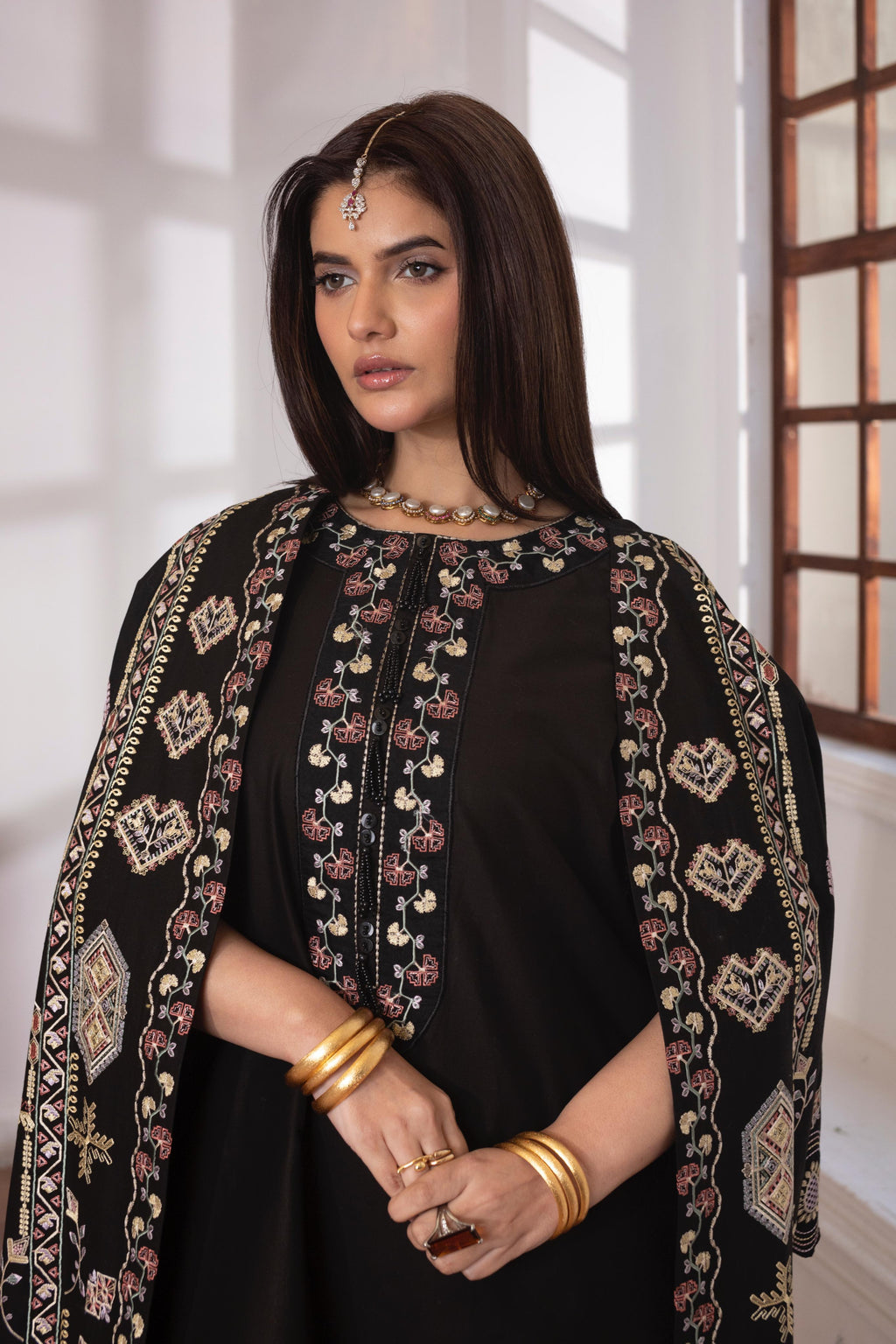 KHATOON Noor Black Embroidered 2-Piece Lawn Suit