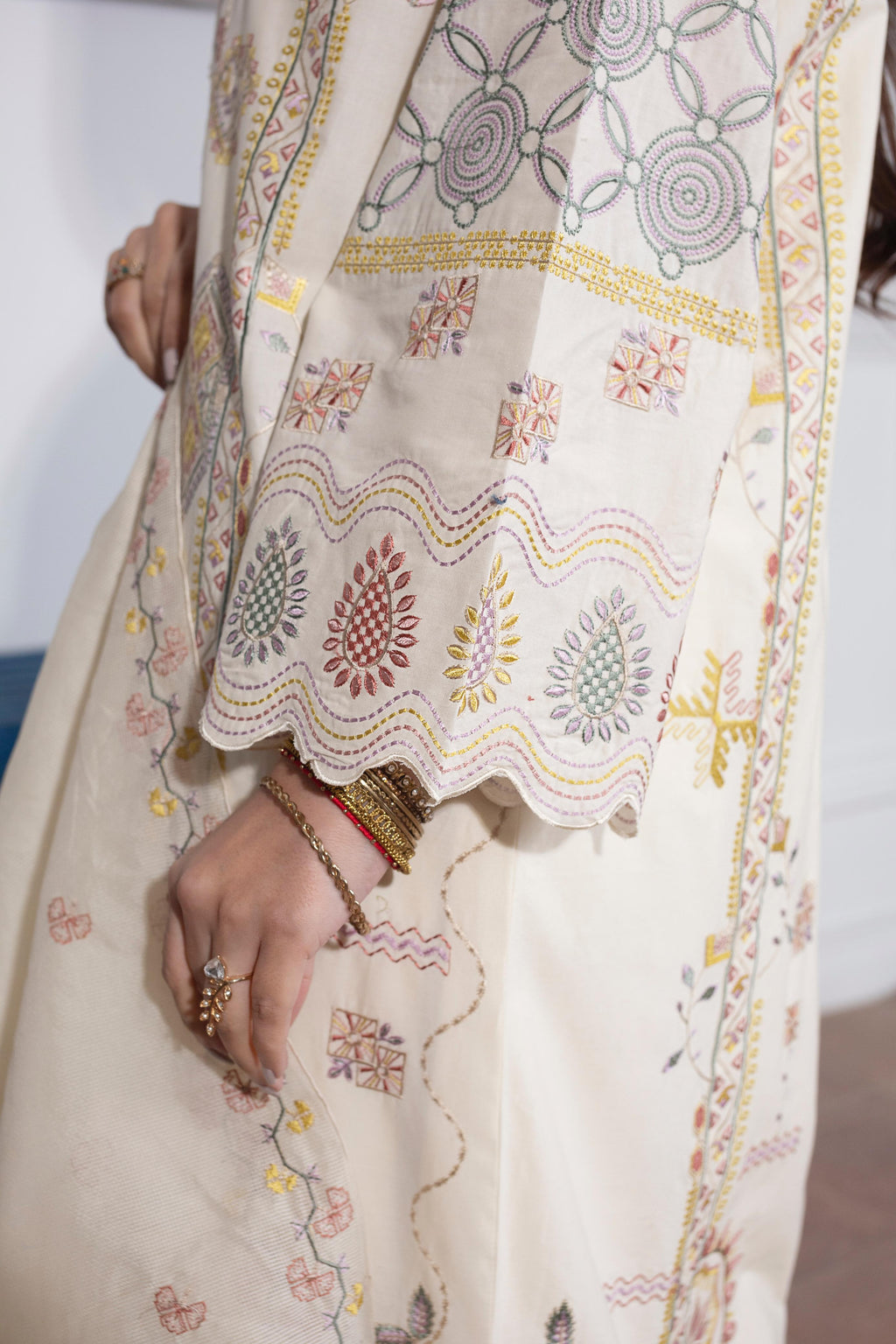 KHATOON Meher Cream Embroidered 2-Piece Lawn Suit