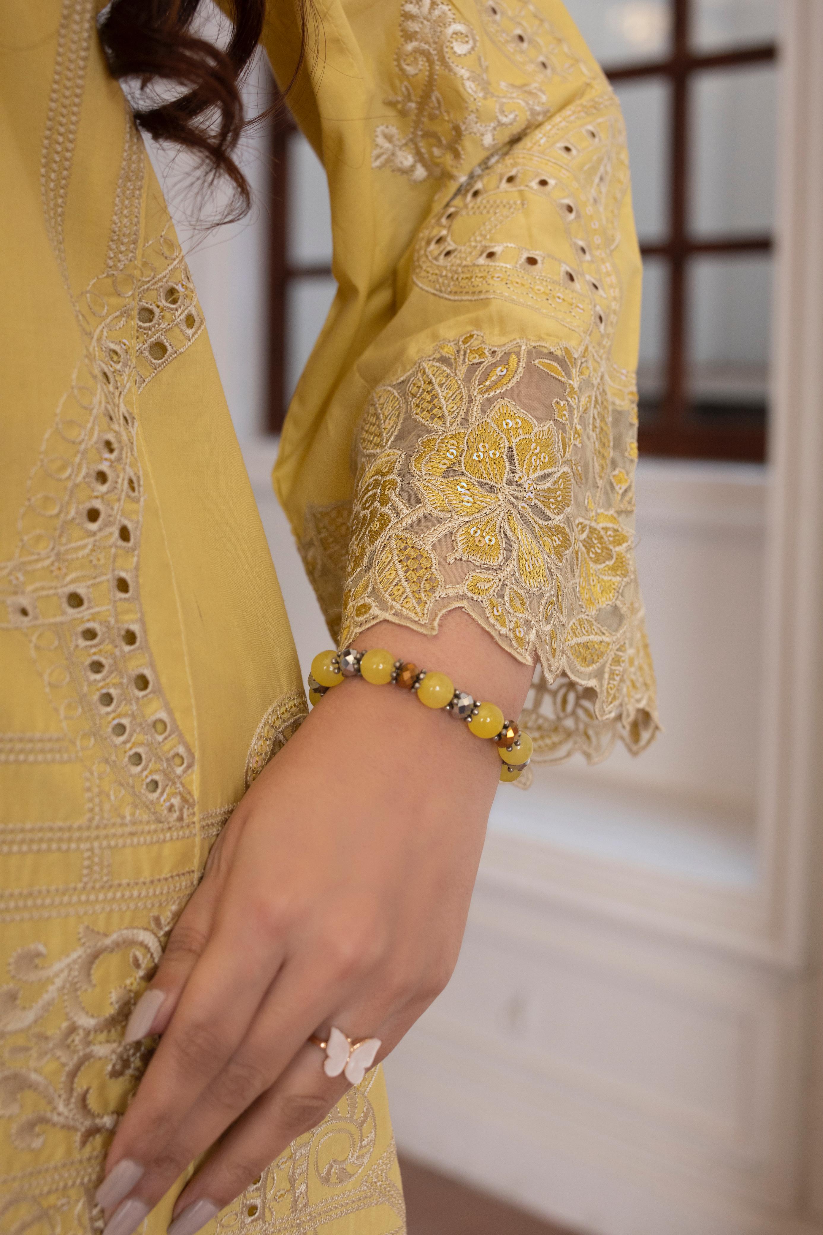 KHATOON Zoya Yellow Luxury Embroidered 3-Piece Suit