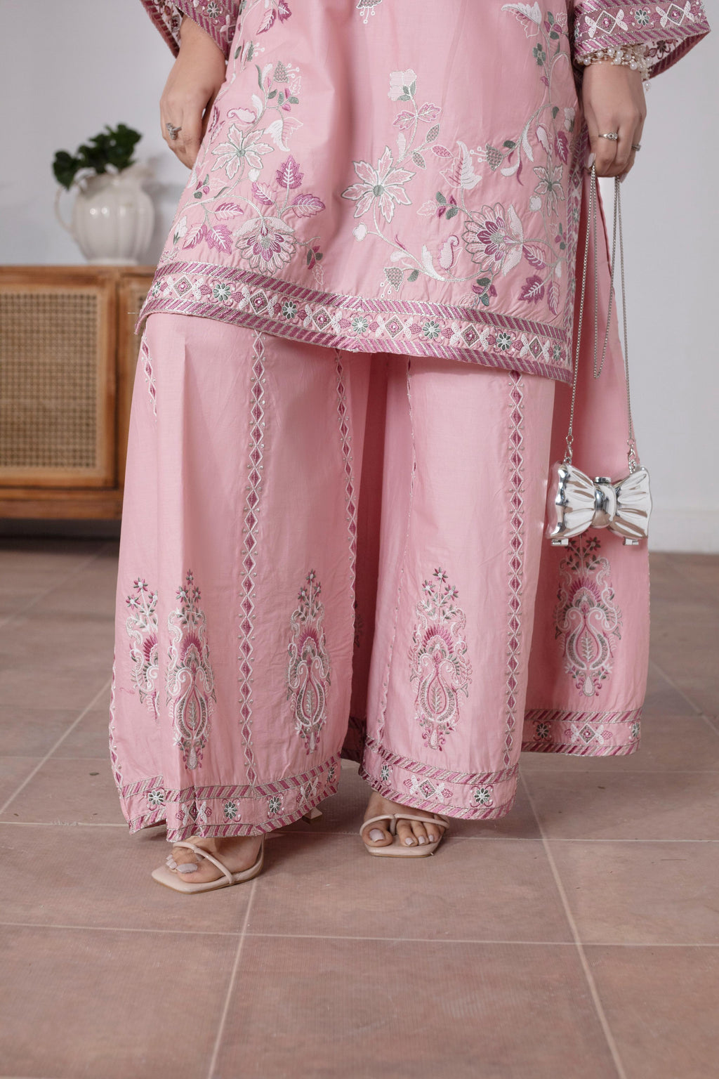KHATOON Aisha Pink Floral Embroidered 3-Piece Lawn Suit