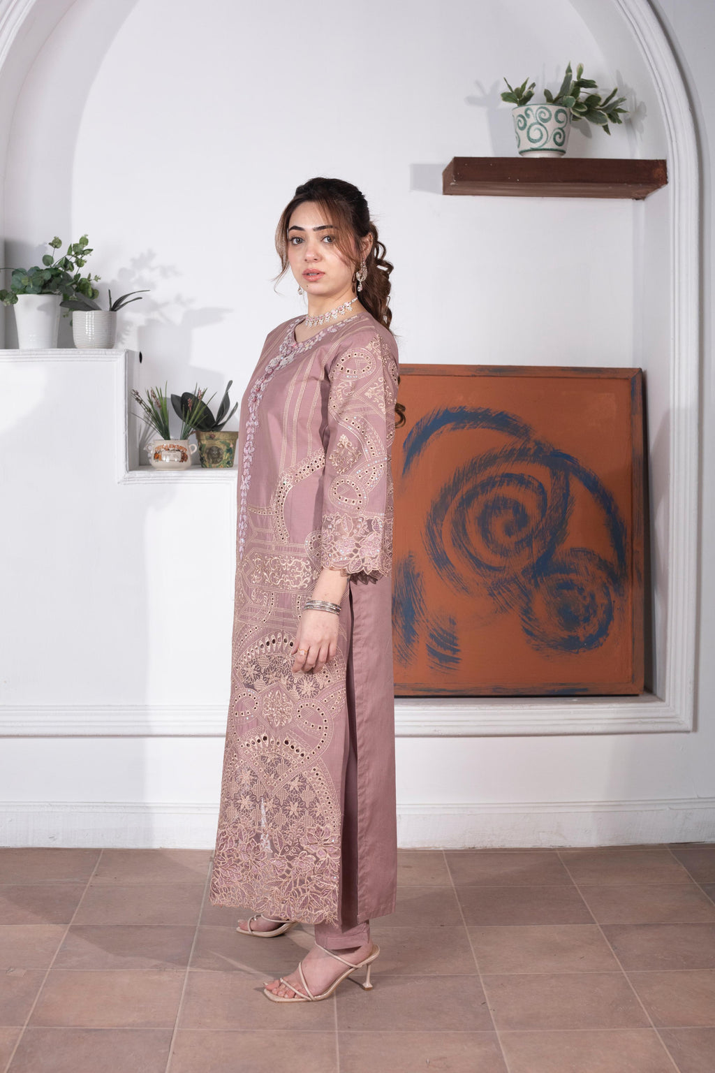 KHATOON Elara Mauve Luxury Embroidered 3-Piece Suit