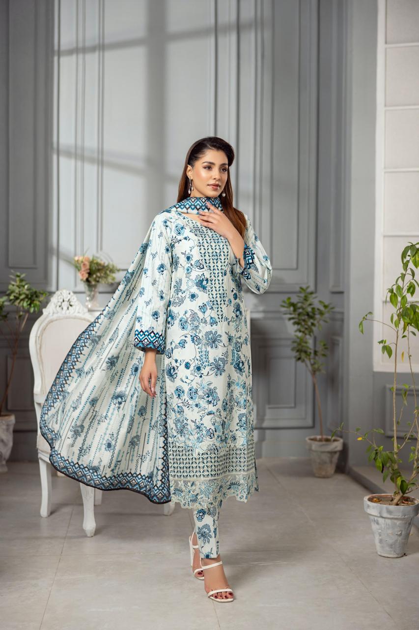 KHATOON Periwinkle 3-Piece Lawn Suit